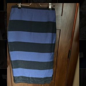 Striped pencil skirt.
